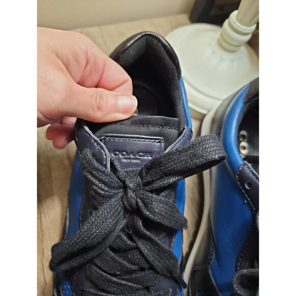 Coach Carter PERF RUNNER Sneakers Low Cut Leather FG1600 Blue Black Size 8D - Picture 13 of 16